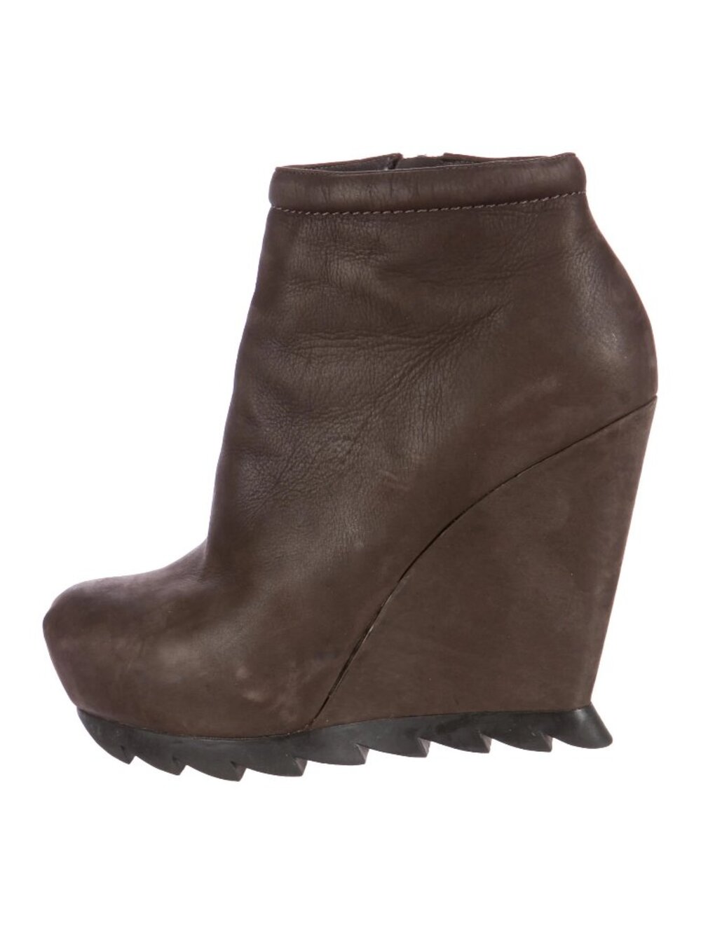Camilla Skovgaard Brown Leather Track Sole Wedge Ankle Booties Size 38